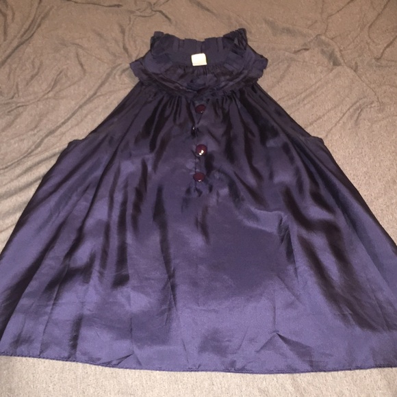 JCrew Navy Blue Silk Ruffle Collar Blouse!