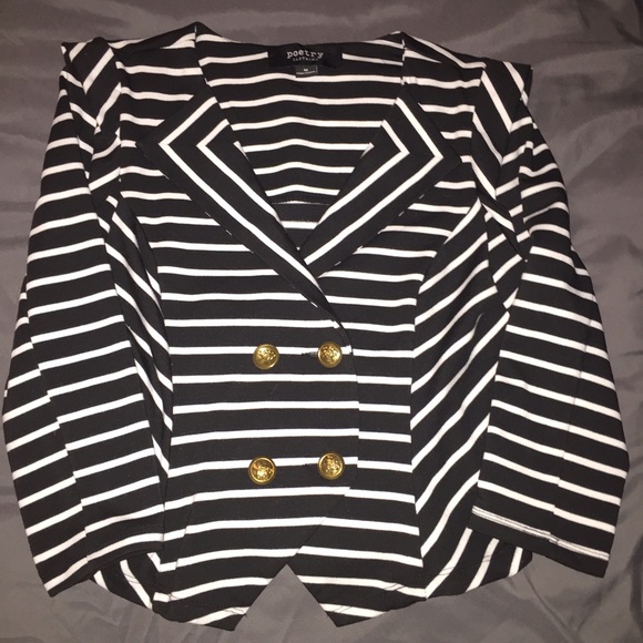 Black and white striped blazer