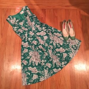 Modcloth green and grey floral dress