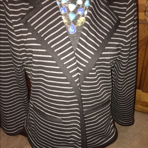 Striped blazer black and grey. Large