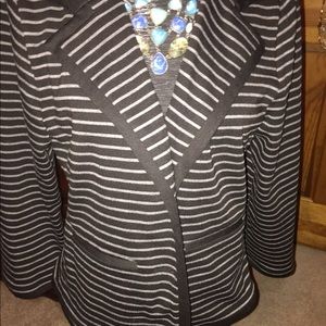 Striped blazer black and grey. Large