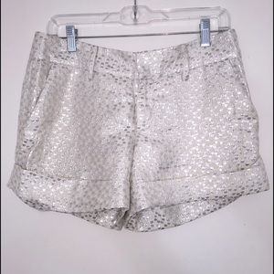 Club Monaco silver polka dot white shorts