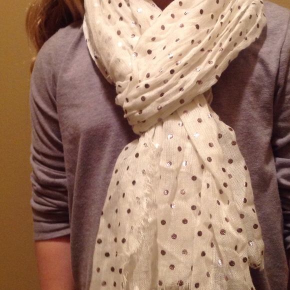 White polka doted scarf
