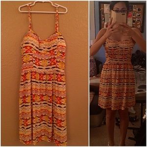 Orange printed summer dress😎