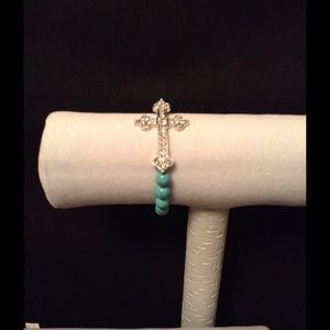 Fashion Teal Bracelet w/ Cross
