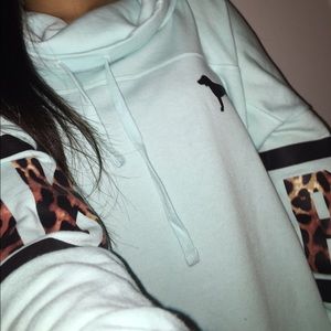 VS Pink Light blue leopard cowl neck.