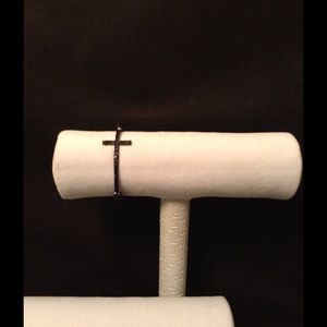 Black Beaded Bracelet w/ Cross