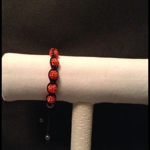Orange/Black Crystal Beaded Bracelet