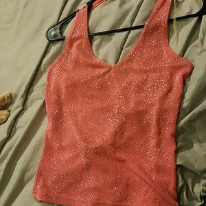 CORAL halter glitter club v neck