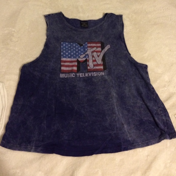 Blue Acid Wash MTV Muscle Tank Top - Forever 21