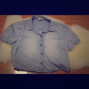Denim button up cropped top