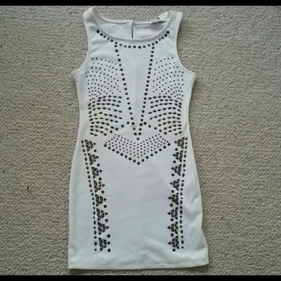 🔴SOLD🔴White bodycon dress with gold studs ✨ - Picture 2 of 2
