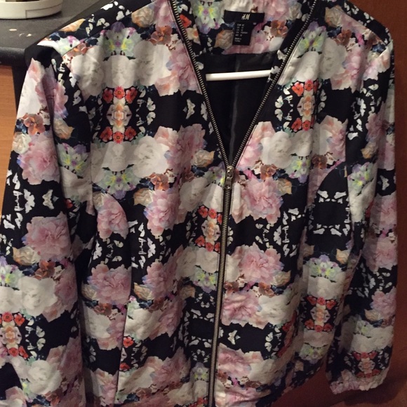 H & M floral bomber jacket size 12