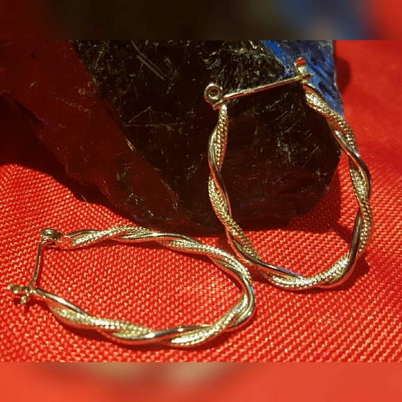 Silvertone Loop Earrings - image 1