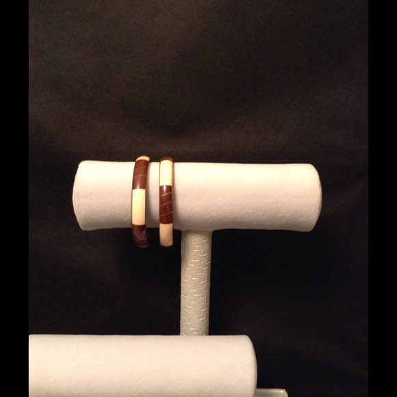 Wooden Bangles w/ Gold Accents