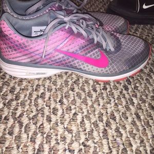 Pink and grey Nike running shoes!
