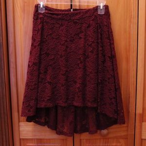 Deep Red Lace Skirt