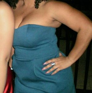 Teal strapless dress