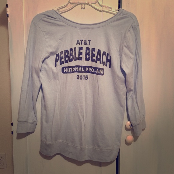 Baby blue pebble beach 3/4 sleeve scoopneck