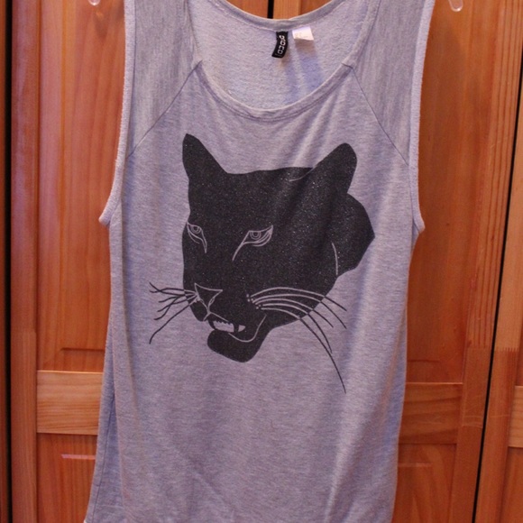 Gray Muscle Tee with Panther - Picture 2 of 3