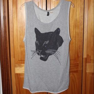 Gray Muscle Tee with Panther