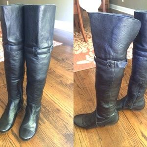 Black Leather Over the Knee boots - size 37