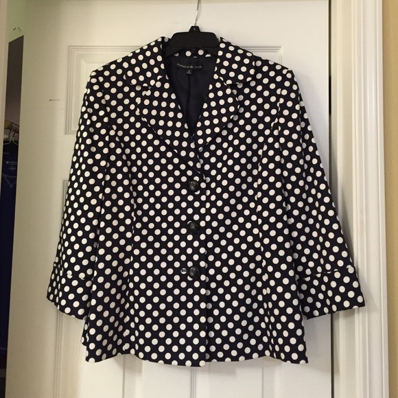 Navy & White Polkadot Jacket. Size 12.