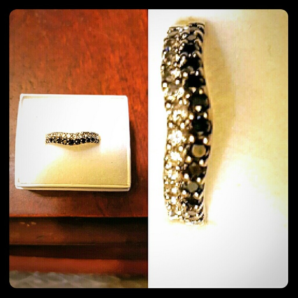 Black/White Diamond wedding band