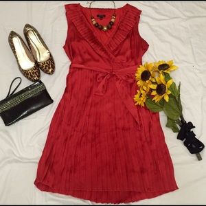 Red Pleated Dress
