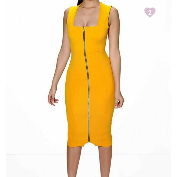 Boohoo square neck Front zip dress