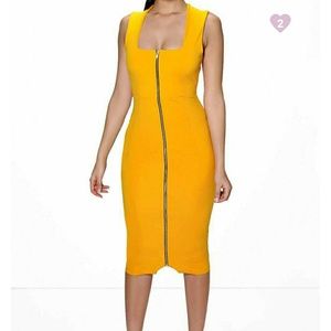 Boohoo square neck Front zip dress