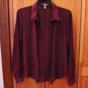 Plum Blouse with Button Accents