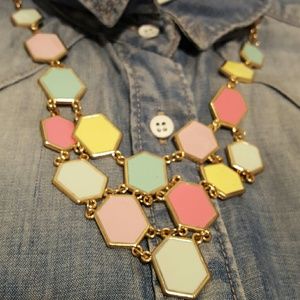 Pastel colors hexagon necklace