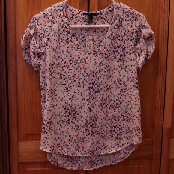 White Blouse with Colorful Pattern