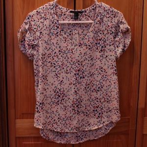 White Blouse with Colorful Pattern