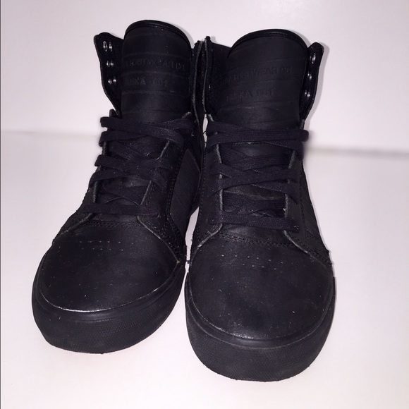 Black high top Supra sneakers shoes