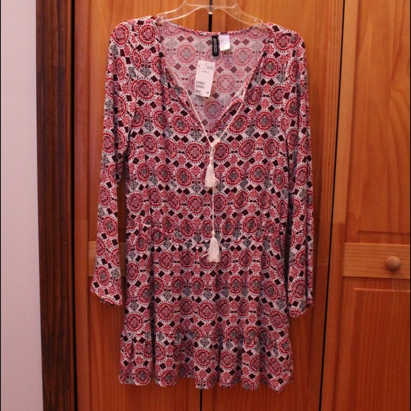 Red Pattern Flowy Dress