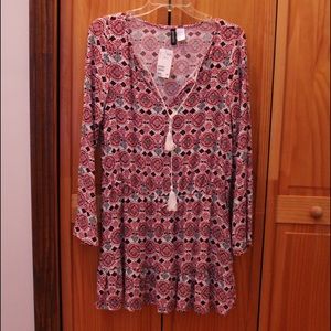 Red Pattern Flowy Dress