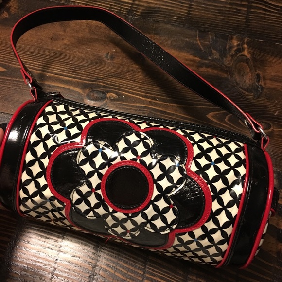Vera Bradley Handbags - Vera Bradley bag! black ivory red patent oilcloth