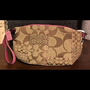 Coach mini, classic tan with hot pink accents