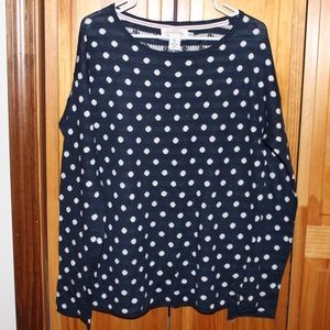 Navy Blue and White Polka Dot Sweater