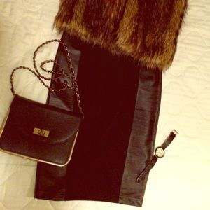 Leather Side Black a Pencil Skirt