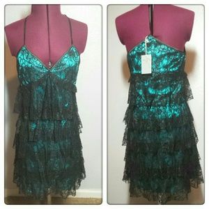 Turquoise lace dress