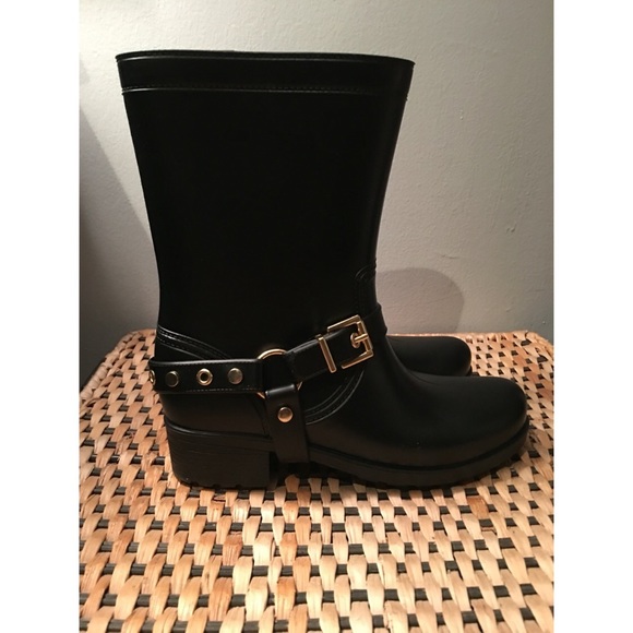 Dirty Landry Rail Road Black Gold Stud Rain Boot - Picture 2 of 4
