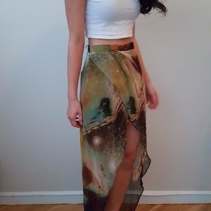 High-low Galaxy wrap skirt