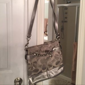 Silver cross body coach purse