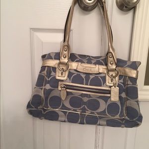 Coach purse blue and silver