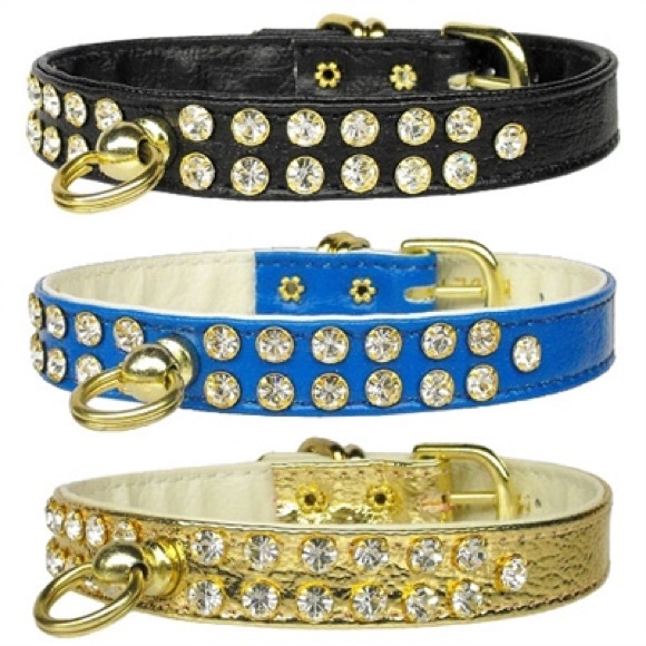 Crystal leather dog collars. More colors available - Picture 2 of 2