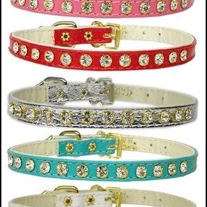 Crystal leather dog collar. All sizes and colors