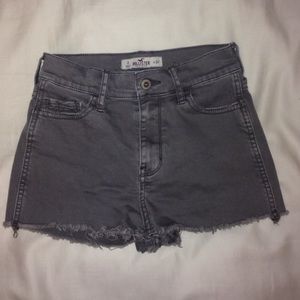 Grey Denim High Waisted Hollister Shorts